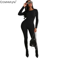 jumpsuit for women 2020 sexy long sleeve elegant black green round neck rompers womens bodycon jumpsuit club party