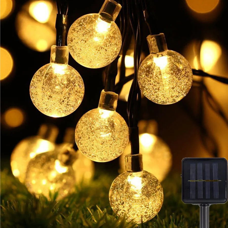 

Garden Solar Lights 8 Modes Waterproof String Light Outdoor Solar Globe Ball Fairy Garland Light Crystal Ball Wdding Lighting