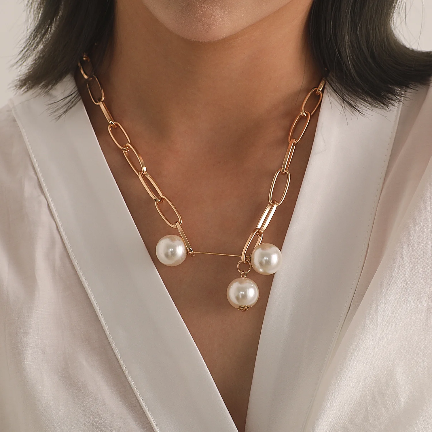 Жемчужный замок ожерелья в форме толстой цепочки жемчужное кольцо застежка