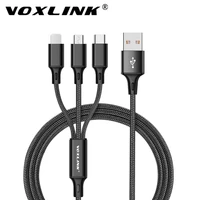 voxlink 3 in 1 usb cable for iphone xs max xr x 8 7 charging charger micro usb cable for android usb type c mobile phone cables