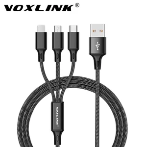 voxlink 3 in 1 usb cable for iphone xs max xr x 8 7 charging charger micro usb cable for android usb type c mobile phone cables free global shipping