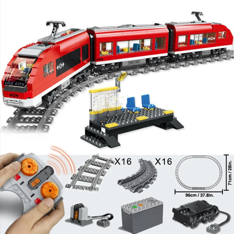 Technic RC Высокоскоростной Пассажирский поезд тяжелый груз Рождественский