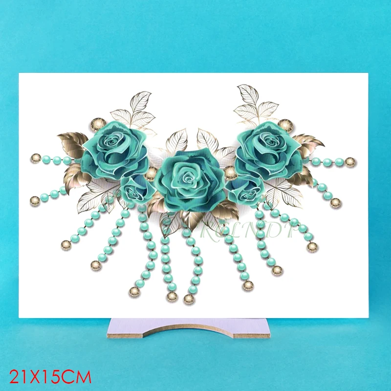 Водостойкая Временная тату-наклейка золотые листья Женское Ожерелье