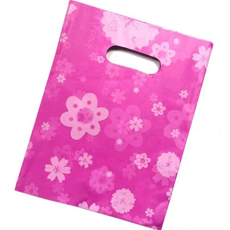 Pink flowers Цельность 20*25 см 50 шт. свадебные подарки бутик подарки Ювелирные изделия пластиковая упаковка сумки для хранения покупок упаковка пластиковые ручки сумки - Цвет: Pink flowers