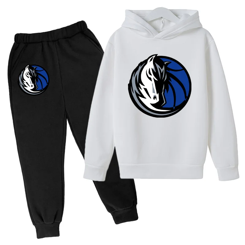 

Dallas Mavericks Basketball Team Hoodie Kid's Sportswear Toddler Sports Logo Print Hoodie Pants 2-Piece Set of Boy Clothing Set