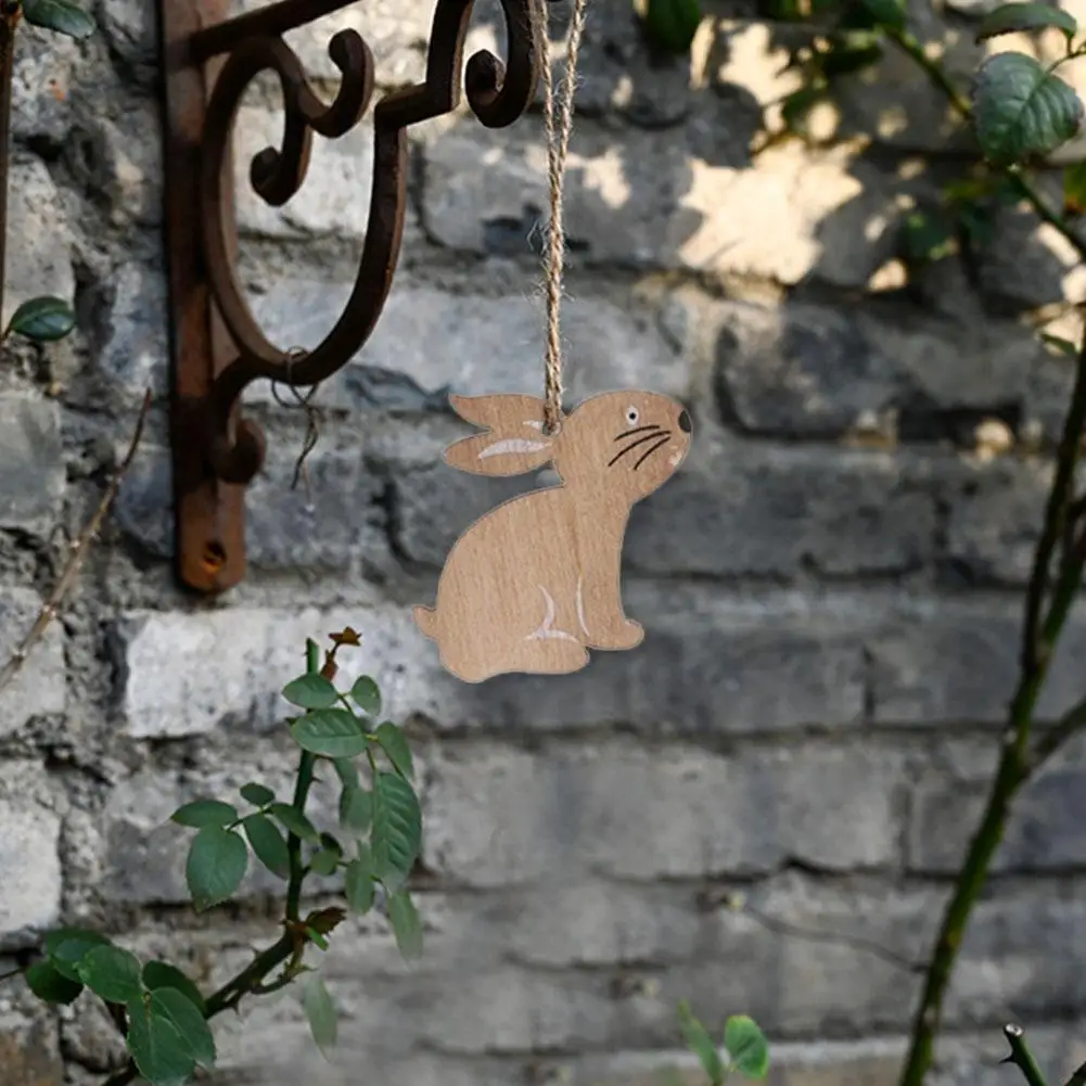 

Decorated Pendant Easter Decorations Wooden Rabbit Shapes Ornaments Craft Gifts Wooden Handicrafts Happy Easter Decoration