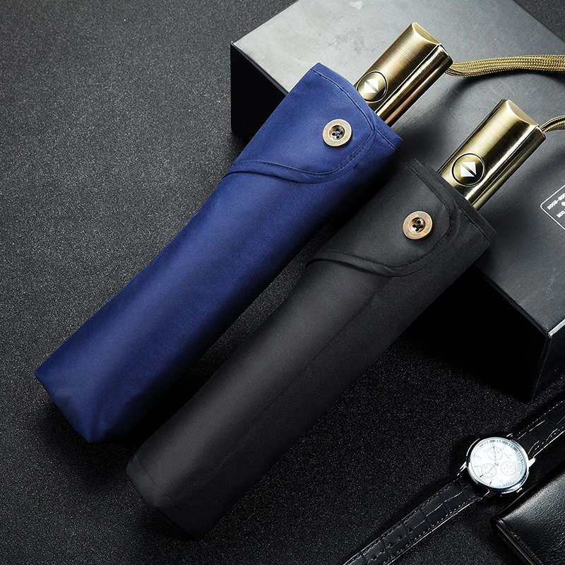

Automatic Large Strong Umbrella Luxury Three Folding Male Commercial Compact Windproof Umberllas Sun Tube 10K Umbrella QZH200