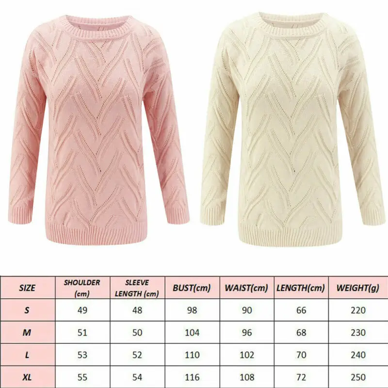 

Brand New Women Sweaters Ladies Knit Round Neck Long Sleeve Knitted Jumper Winter Winter Warm Top Autumn Solid Fashion Hot 2019