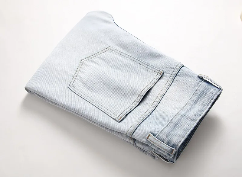 Последние модные трендовые мужские джинсы с дырками уличные отбеливающие мягкие