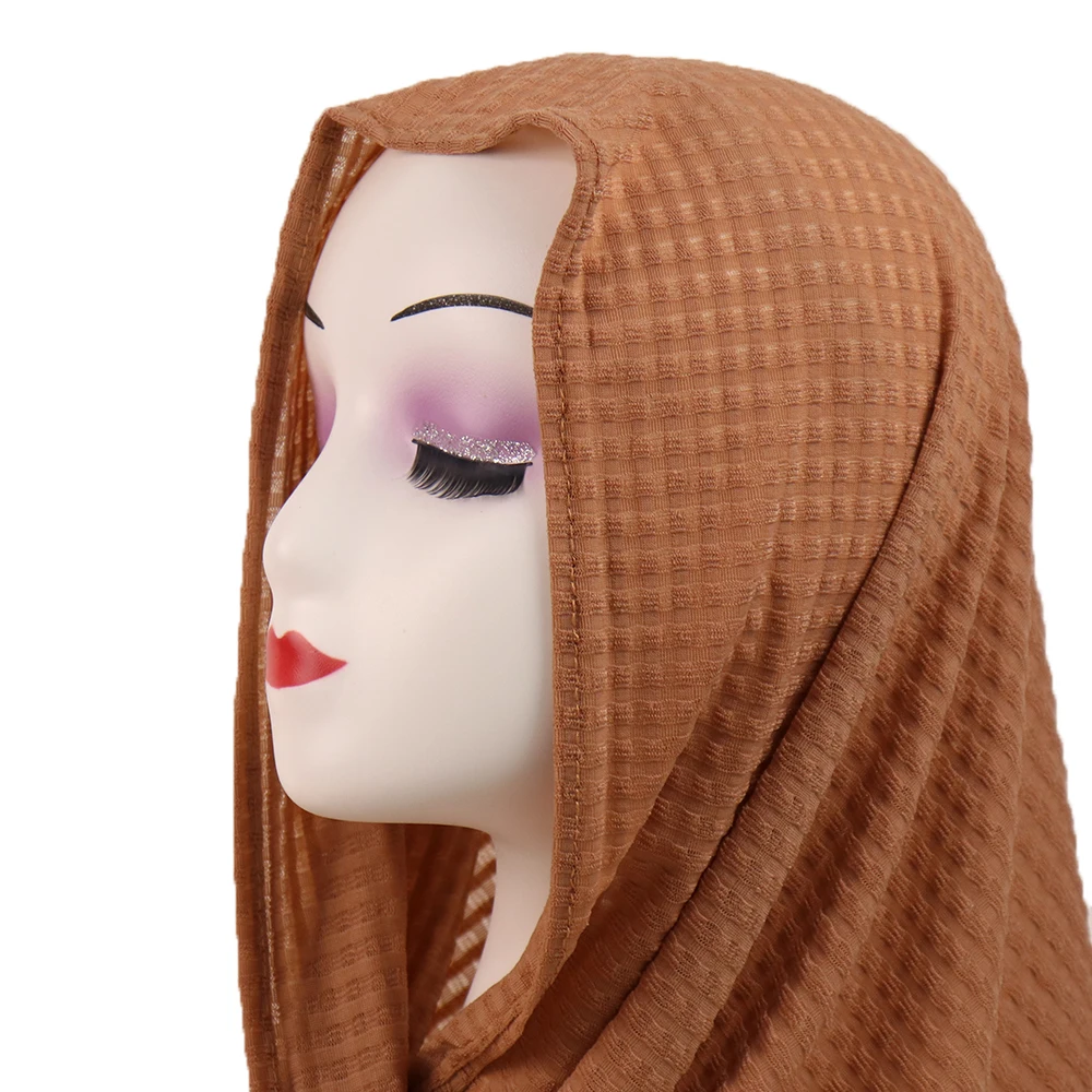 Тонкий и мягкий светильник хиджаб шарф клетчатый узор простой цвет исламский