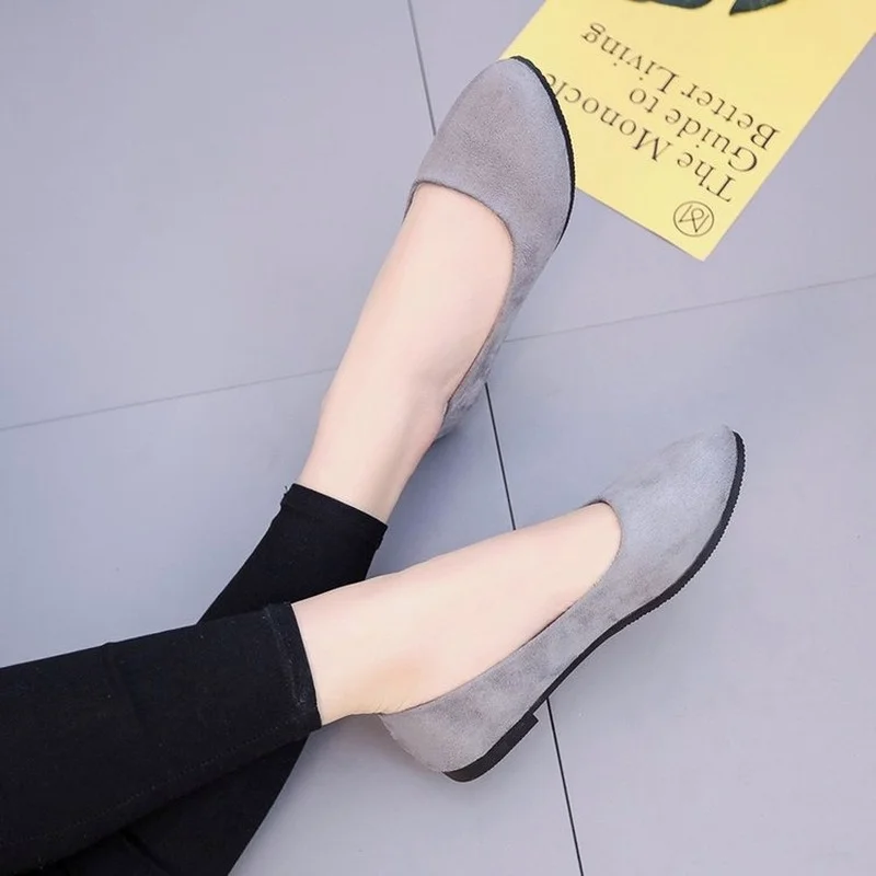 

Spring and Summer New Set Foot Lazy People Doudou Single Shoes Flat Heel Casual Women's Shoes Pointed Shallow Mouth Work Shoes