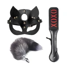 3 шт. реквизит для косплея, плетка, маска кошки, лисий хвост, Анальная пробка, Металлическая Детская секс-товары для взрослых, женские кожаные маски для лица, Эротические