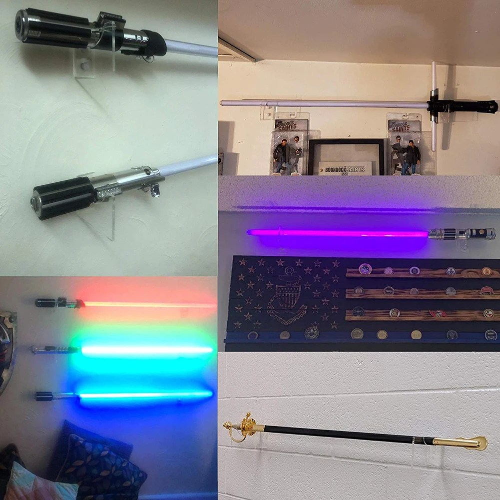 

Acrylic Clear Light Saber Wall Mount Planet Wall Holder Hardware Included Home Transparent Lightsaber Storage Rack