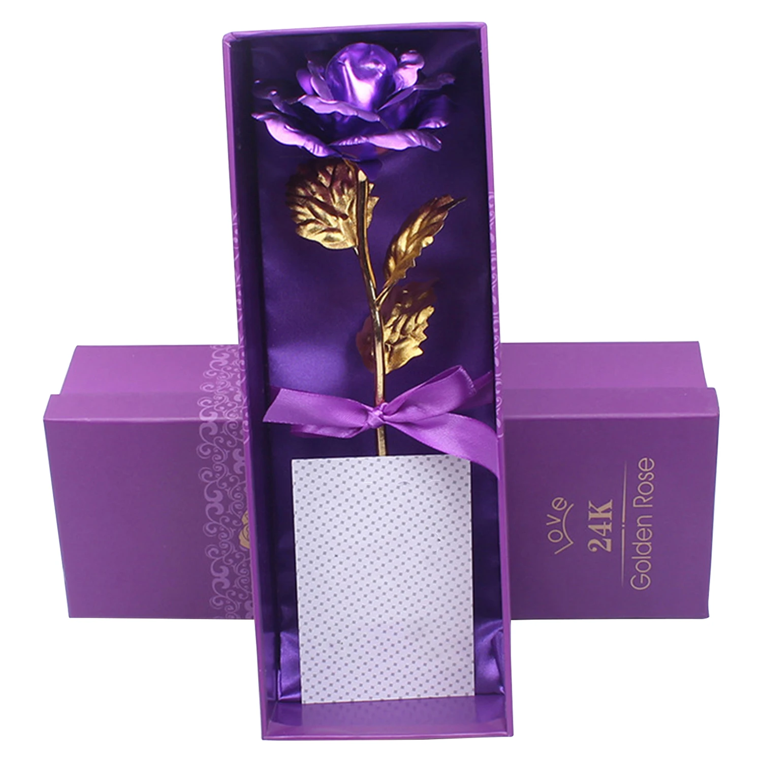 Поддельные Золотая Роза цветок Настоящее 24K золотой Фольга с подарочной коробкой