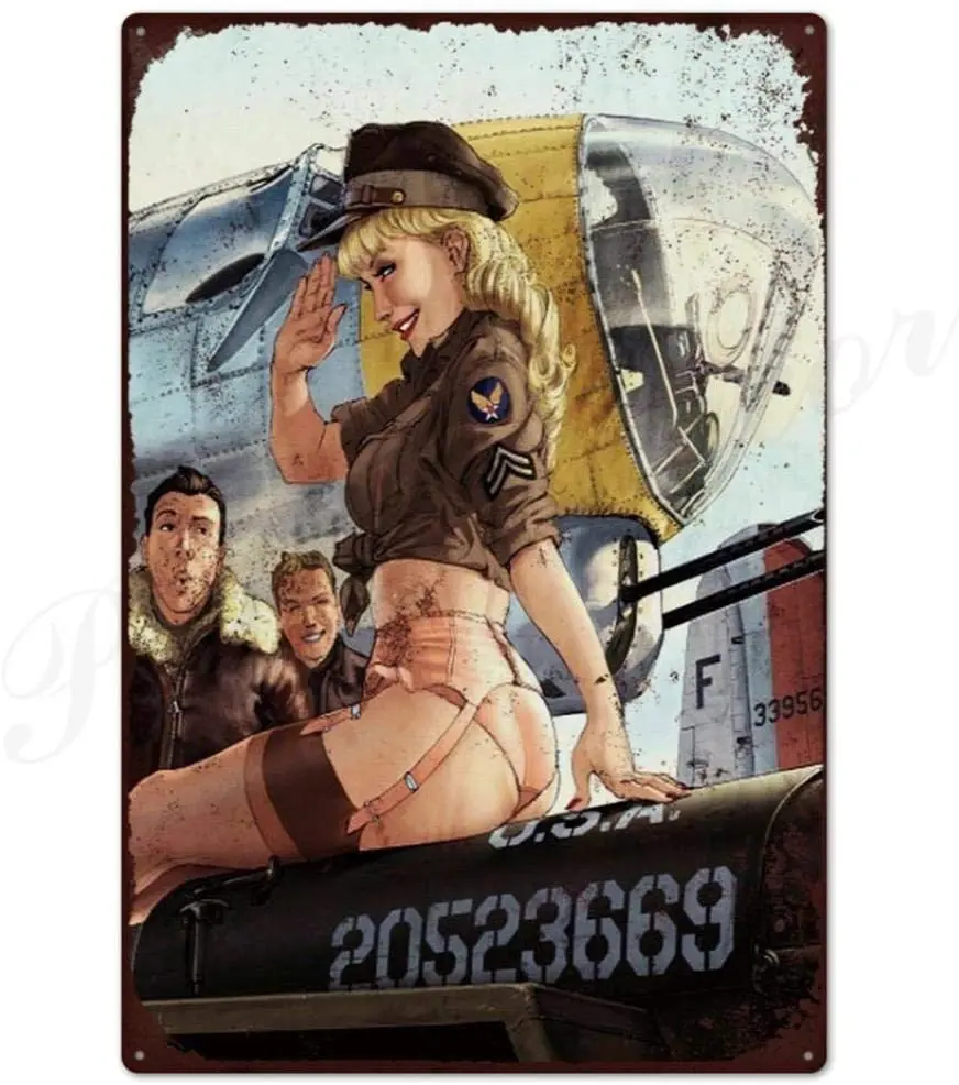 LWLYCH пристегивающаяся девушка, металлическая винтажная Сексуальная металлическая вывеска, Настенный декор для бара, паба, клуба, мужская пещера, металлическая живопись