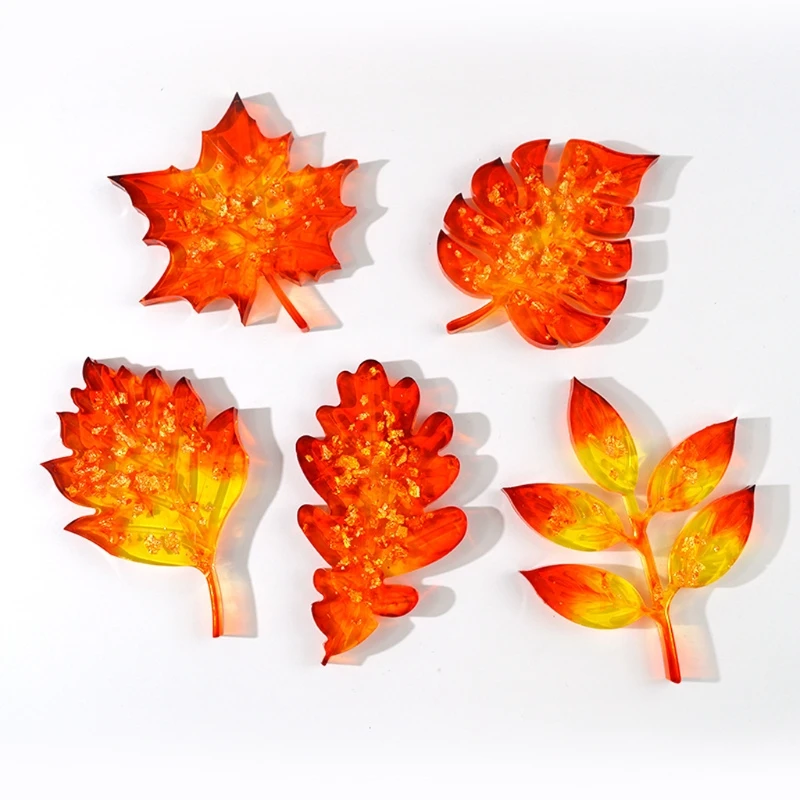 

10Pcs Leaves Coaster Silicone Resin Mold Tropical Maple Leaf Resin Casting Mold A2UA