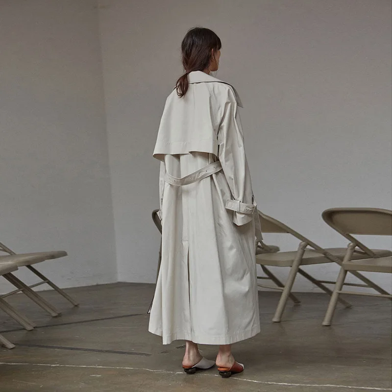 Getвесенний Женский Тренч Бандажное пальто с отложным воротником зеленый