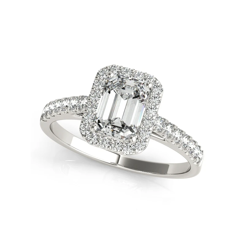 

ANZIW 925 Sterling Silver White Gold Color Emeralded Cut 3ct Ring Women Engagement Halo Silver Rings Gift Anniversary Jewelry