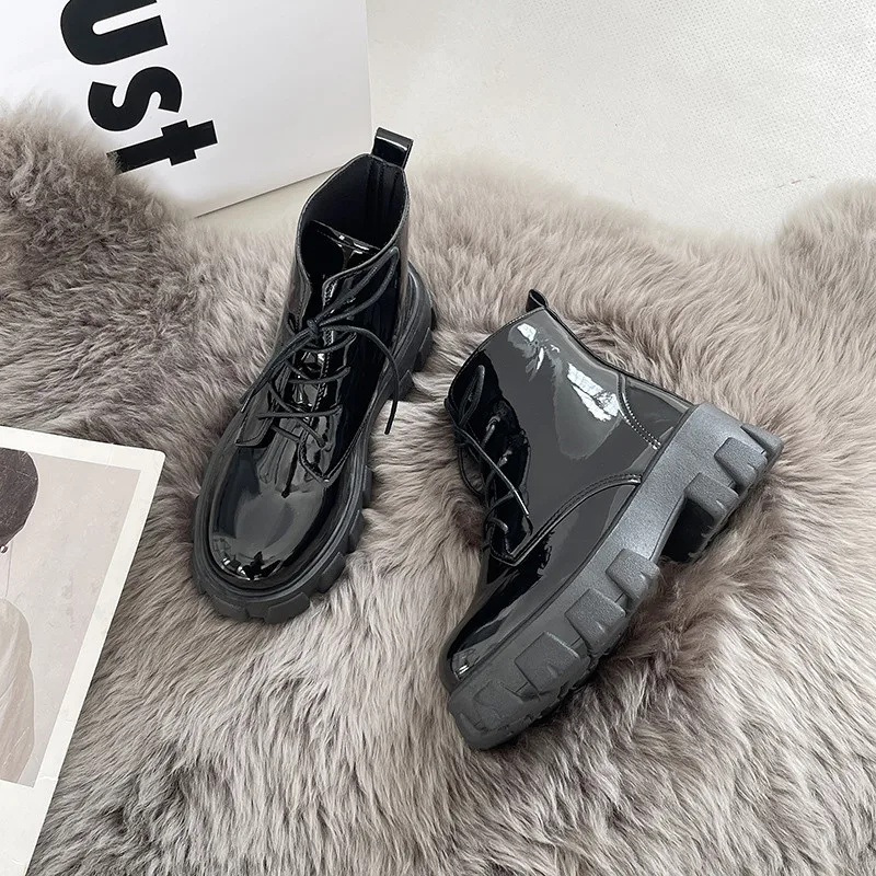 

Shoes Women's Boots Autumn Boots-Women Round Toe Flat Heel Lace Up 2021 Lolita Med Ladies Ankle Rock Cotton Fabric Solid Lace-Up