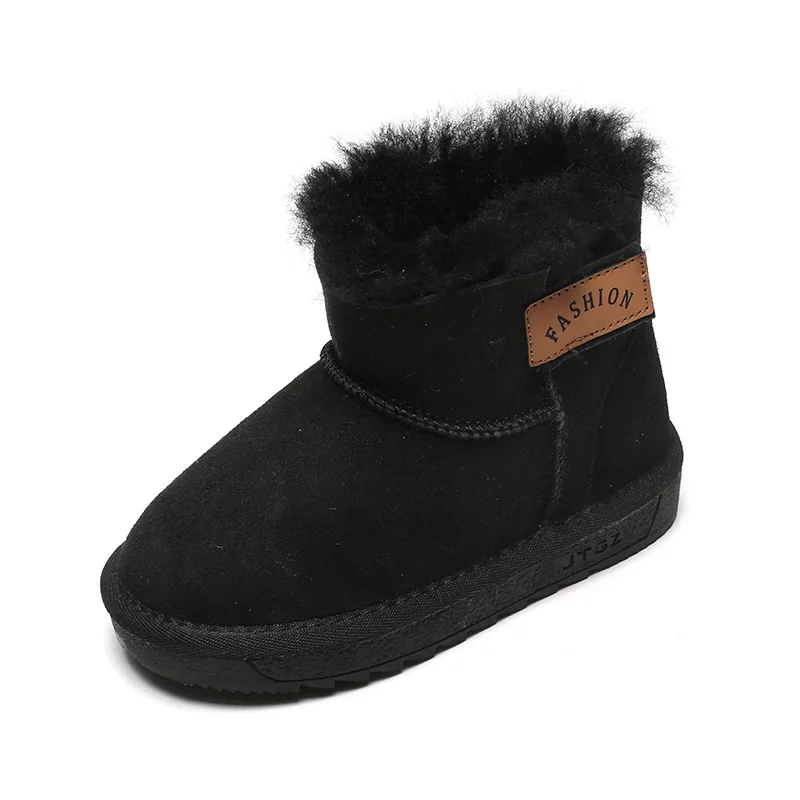 

Children's snow boots 2020 winter new sheepskin wool boys cotton shoes thickened warm middle and large children's boots