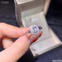 kjjeaxcmy fine jewelry 925 sterling silver inlaid natural gem crystal aquamarine new woman female ring popular support detection