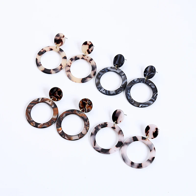 Женские акриловые серьги подвески Классические трехцветные геометрические