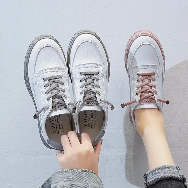 Casual Women Shoes Spring Autumn Ladies Sneakers Breathable Fashion Simple White Pu Leather Female Shoes Outside Leisure Trend