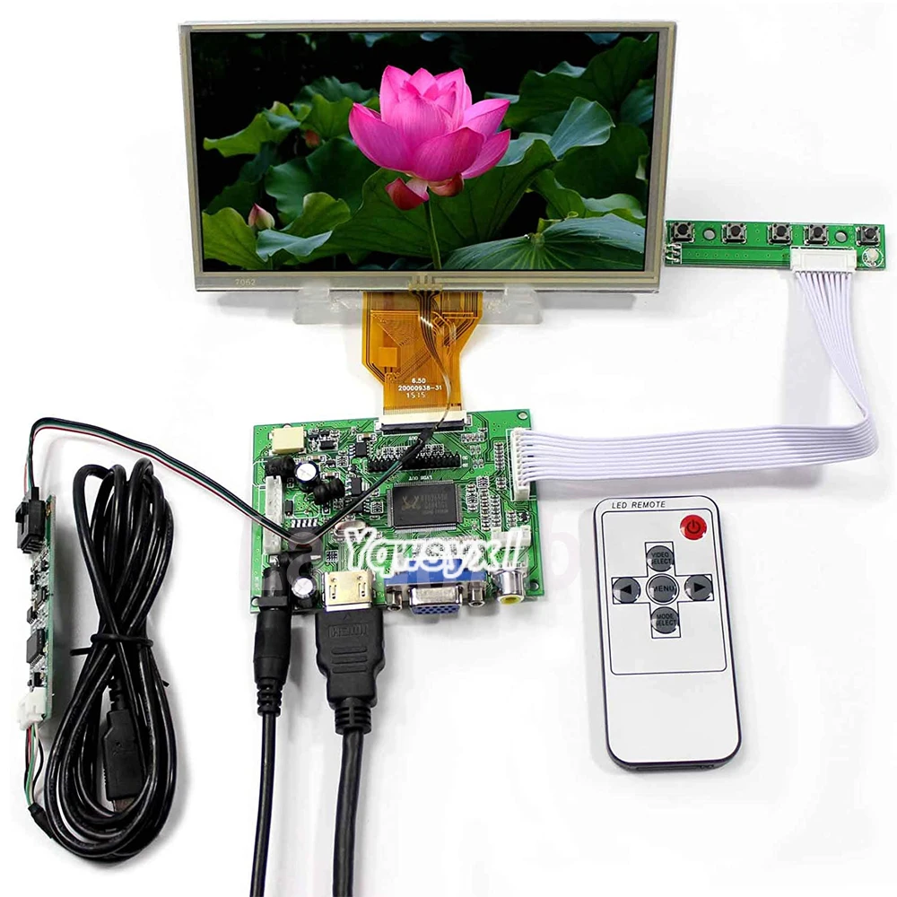Polegada Monitor de Tela Lcd At065tn14 800×480 Driver Board Kit de Tela de Toque Compatível-hdmi Vga 2av Placa de Controlador Novo 6.5 Painéis e LCDs p/ tablet
