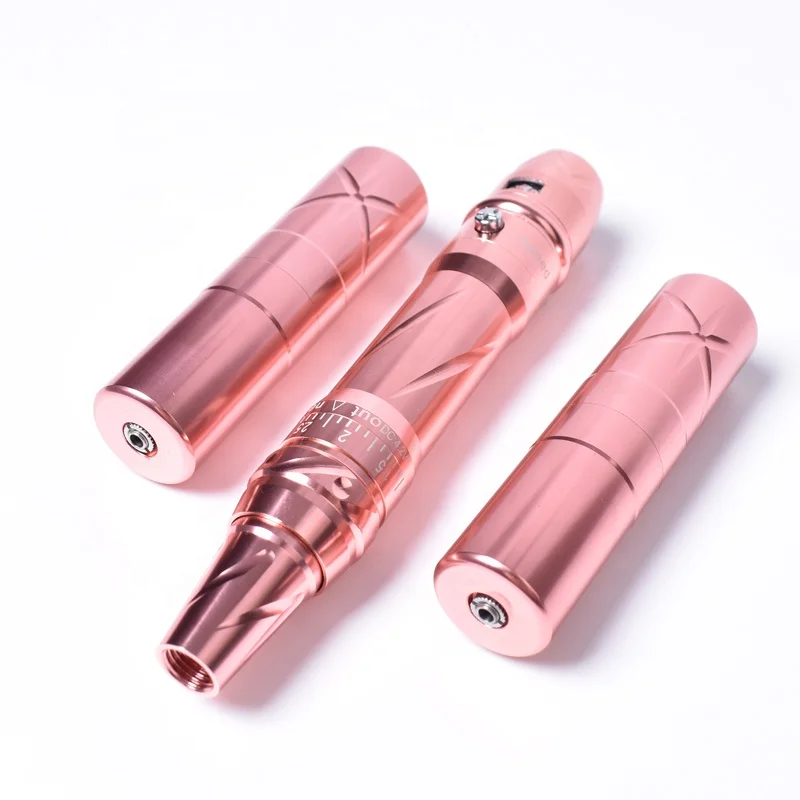 

Professional Permanent Makeup Digital Tattoo Machine Super New Edition Rose Color 2 External Batteries Wireless