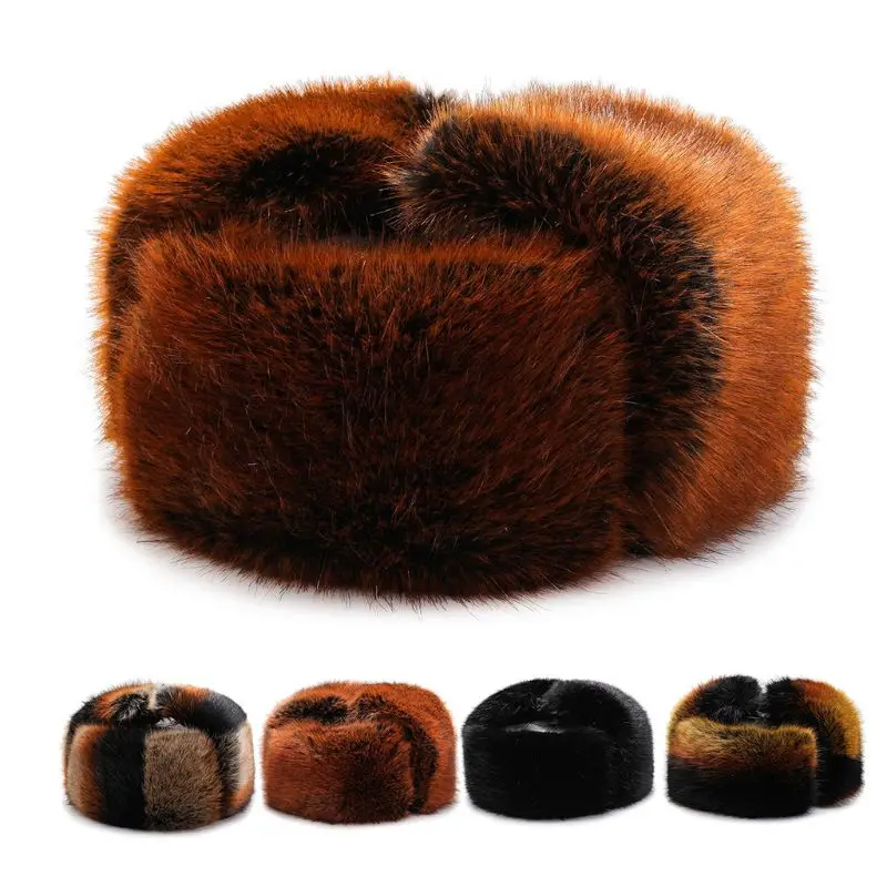 Унисекс зимняя шапка-бомбер из искусственной кожи утолщенная плюшевая уличная