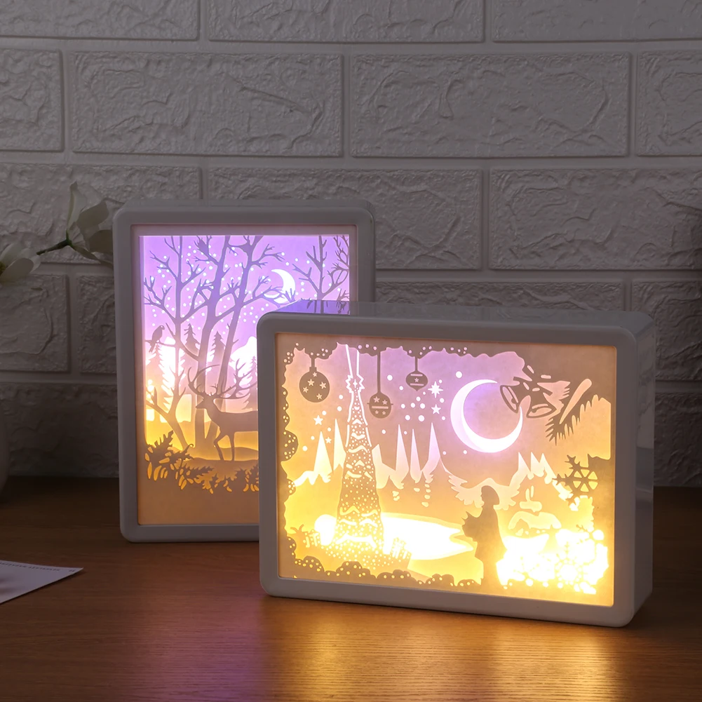 

3D Paper Carving Lamp Lights LED Novelty Night Light Decor Lamps for Kids Baby Birthday Gift Bedroom Ornament
