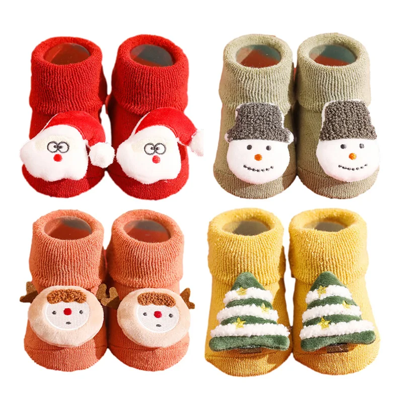 

Christmas Baby Socks Cartoon Christmas Tree Newborn Girls Boys Floor Sock Thicken Autumn Winter Sock Non-Slip Babies Accessories