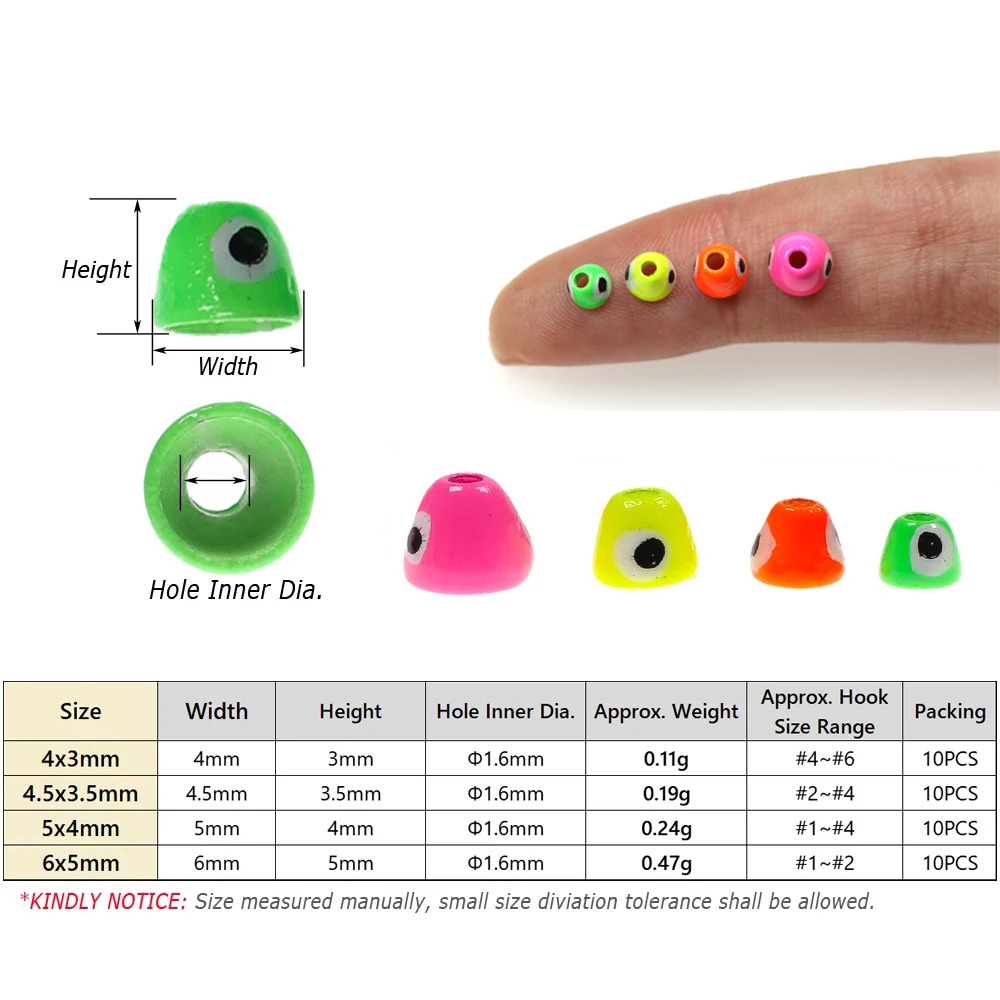 Bimoo 10 шт. УФ краска глаз латунные конусные головки бусины шерстяные буггеры