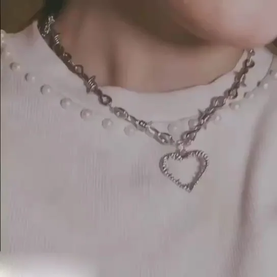 Fashion Punk Heart Necklace Charms vintage Hip Hop Jewelry For Women Harajuku Gothic Choker Chains Accessories | Украшения и