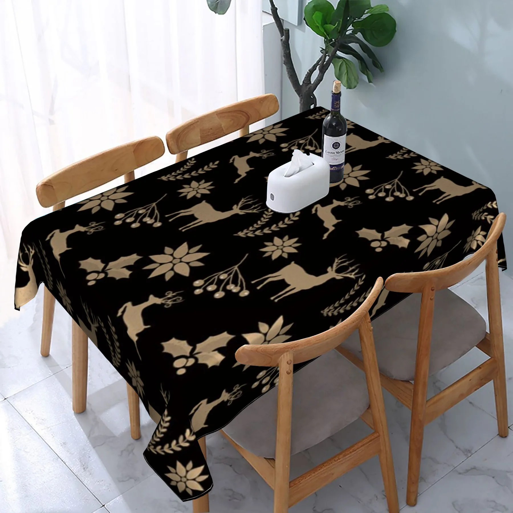 

Black pattern tablecloth, anti-fouling and oil-proof tablecloth, low-key luxury, suitable for home textiles, coffee tables, desk