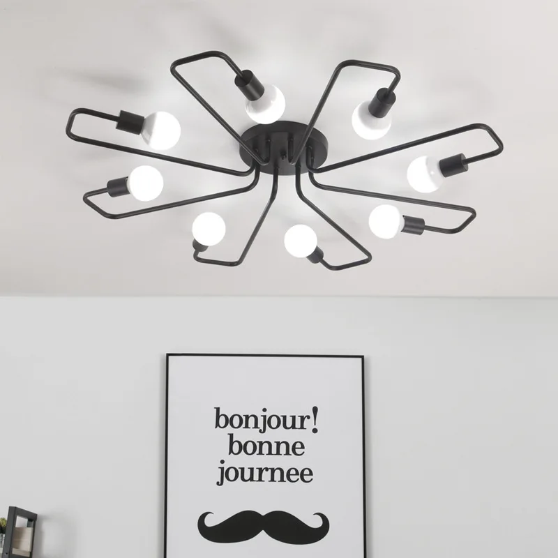 Металлическая винтажная люстра с несколькими стержнями железная лампа E27 лампы