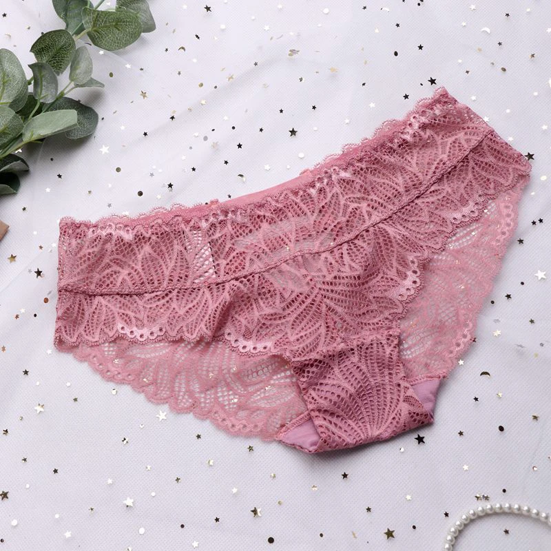 

Women Floral Mesh Print Thong Sexy Transparent Temptation Panties Hot Sale Women Lace Low-waist Briefs Female Solid G-String