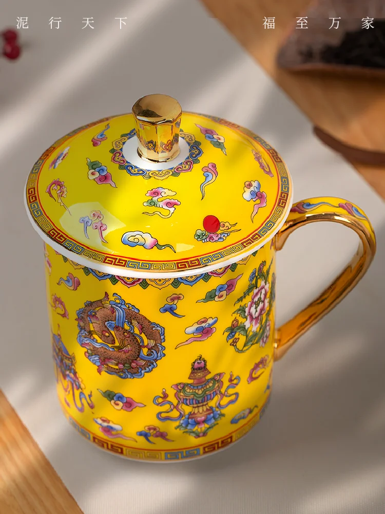 Цзиндэчжэнь чайная чашка эмаль восемь сокровищ высококачественная костяная