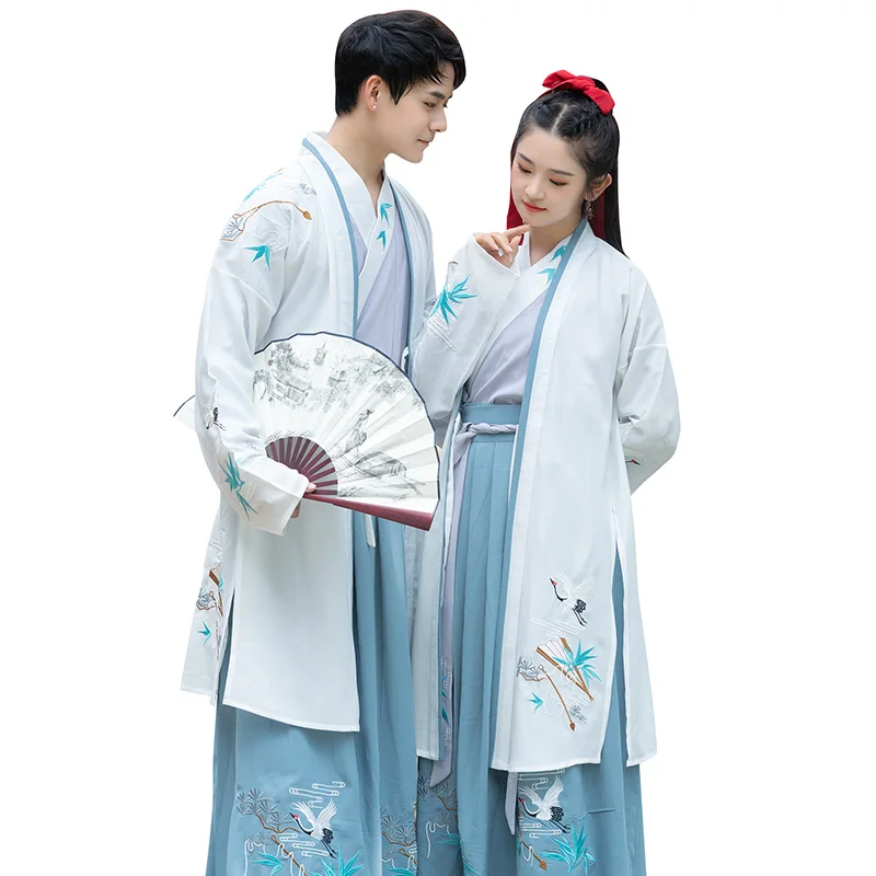 Женские и мужские осенние костюмы одежда для пары старинной Феи династии песни