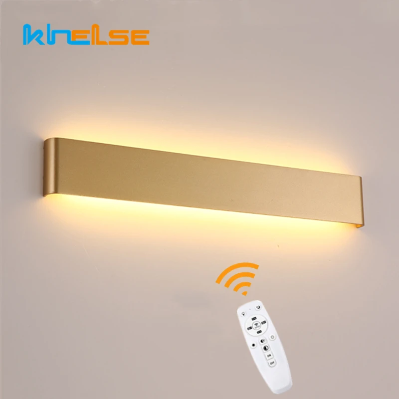 Modern Rectangle Led Wall Lamps Up Down Gold Remote Control Mirror Sconces Bedroom Bedside Stair Indoor Industrial Wall Lighting