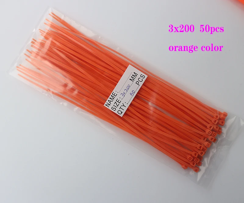 

3x200 самоблокирующиеся пластиковые нейлоновые кабельные стяжки 50 шт. оранжевые кабельные стяжки крепежные петли кабель различные характери...