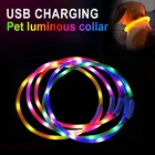 USB светодиодный светящийся ошейник светится Перезаряжаемые Безопасность ночной Светильник кошка Цепочки и ожерелья ошейники для щенков собак Водонепроницаемый флэш-памяти домашних животных ошейники для собак