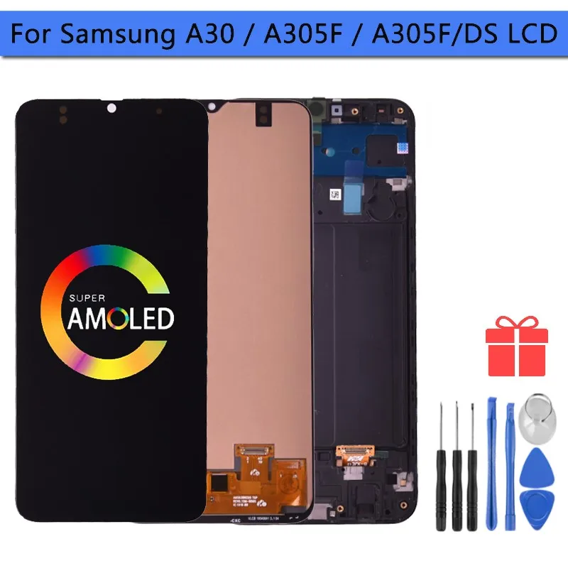 

New Super Amoled For Samsung GALAXY A30 LCD Display Screen Digitizer Assembly with Touch A305/DS A305FN A305G A305GN With Frame