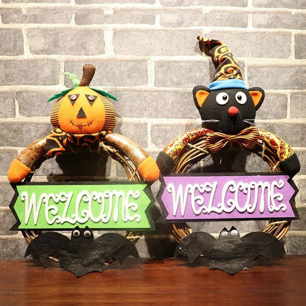 Новый венок украшение на Хэллоуин ротанговый Круглый для дома с привидениями