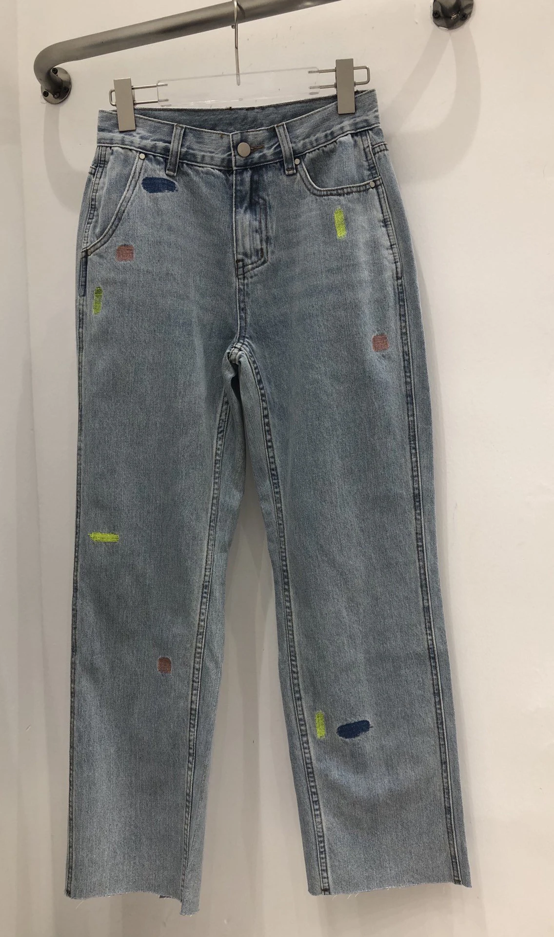 

ladies 2023 loose new graffiti embroidery back slit jeans 0922