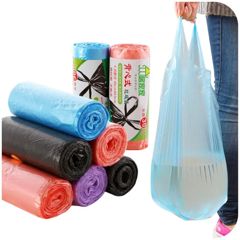 

Vest-style Kitchen Garbage Bags Off Point Thicken Portable Household Disposable Plastic Bags ZQ024