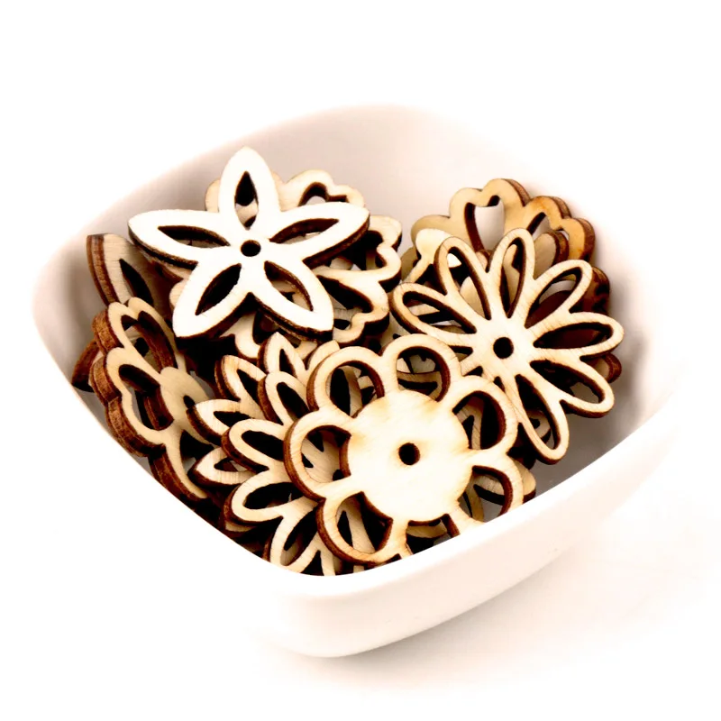 

Natual полый цветочный узор ремесло Деревянный Скрапбукинг художественная коллекция для аксессуаров ручной работы шитье дома 30 мм 20шт