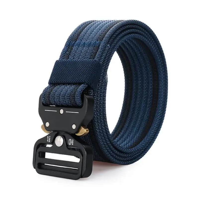 Blue black stripe BOKADIAO военный армейский боевой мужской холщовый ремень быстросъемные тактические ремни для мужчин нейлоновый открытый тренировочный пояс мужской ремень - Цвет: Blue black stripe