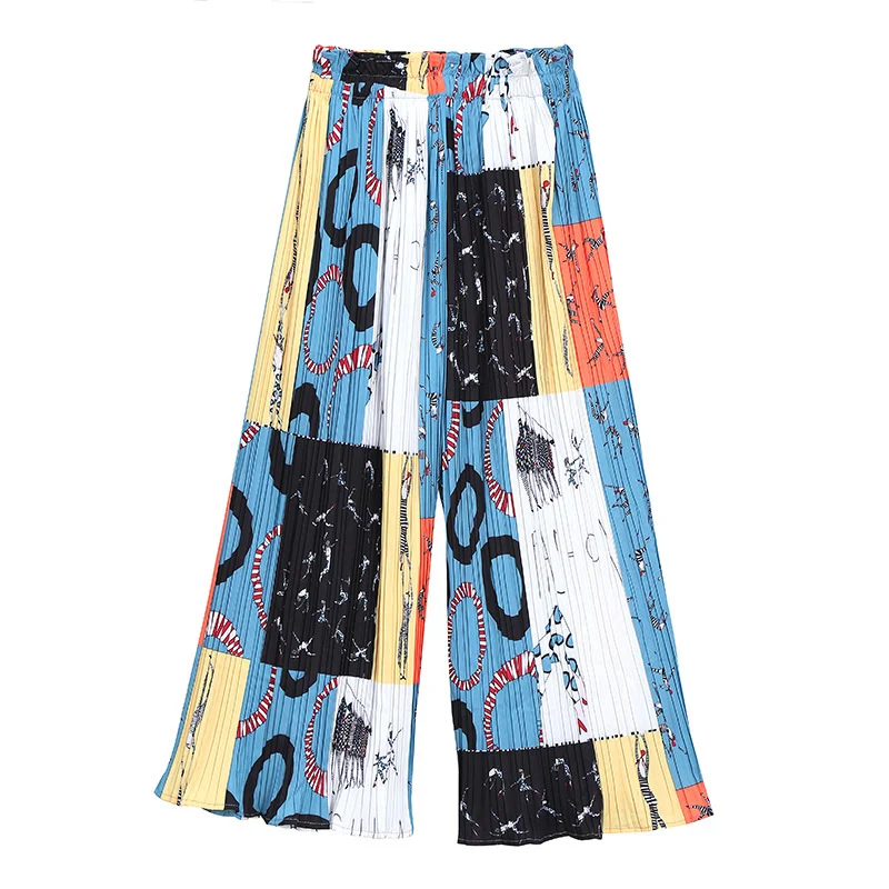 

QING MO 2021 Autumn Fashion New Women Suit Floral Shirt Wide Leg Pants Two Piece Loose Casual Cartoon Printed Women Suit ZWL272