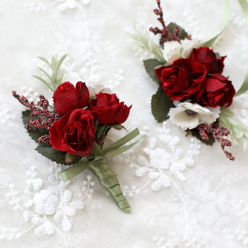 Свадебная бутоньерка и с цветочным узором на талии Homme Mariage жениха фиолетовый
